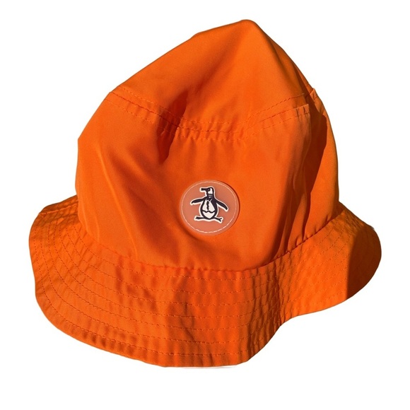 💛 Original Penguin Orange Bucket Hat - One Size Fits Most - Picture 1 of 6
